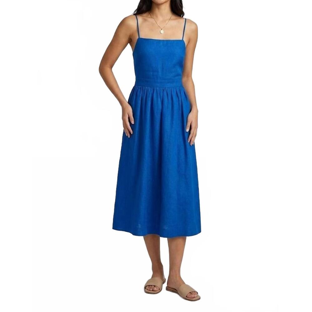 NEW ANDRES OTALORA del corazon open back midi dress in blue